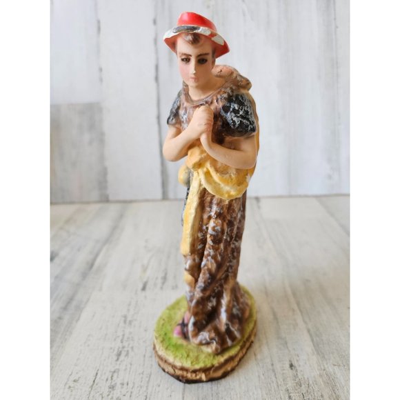 Vintage chalkware Italian Shepherd nativity man lb New York decor religious - Picture 1 of 8